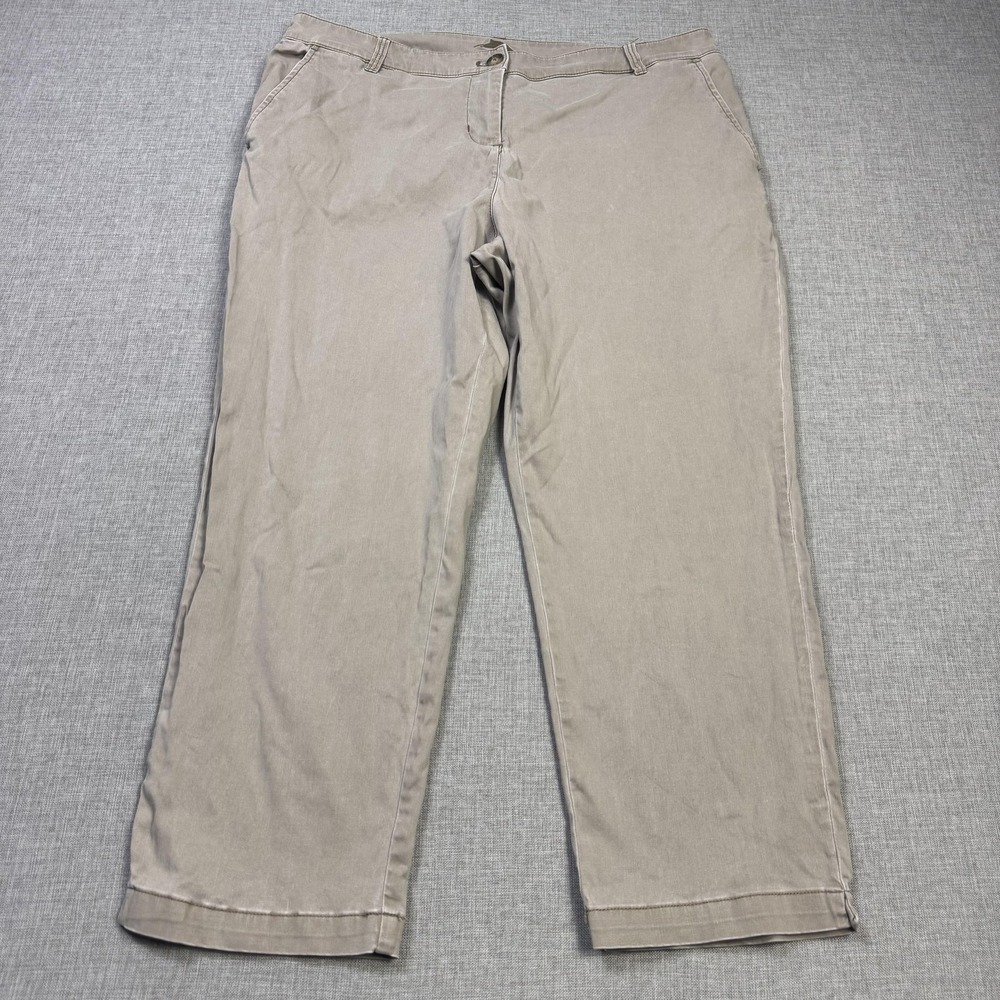 Tommy Bahama Cropped Pants Womens 12 Beige Straight Twill Cotton Lyocell Stretch
